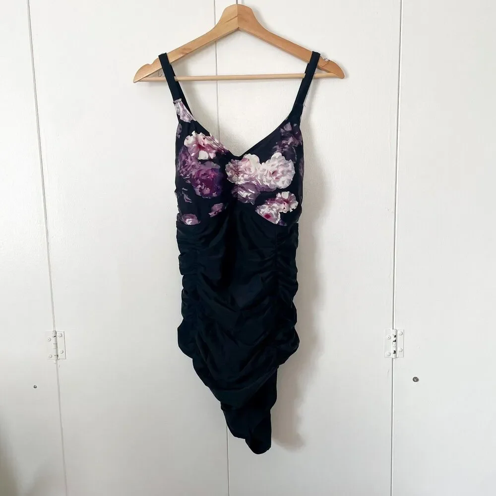 Torrid One Piece Swimsuit Floral Purple, Size 2 18/20